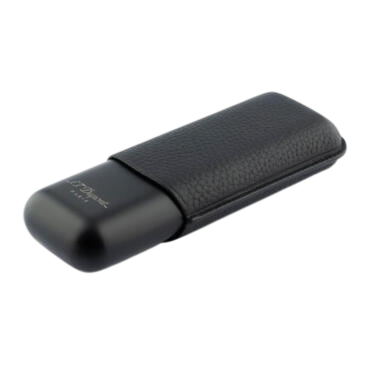 S.T. Dupont Custodia doppia per sigari in pelle nera liscia e base matte